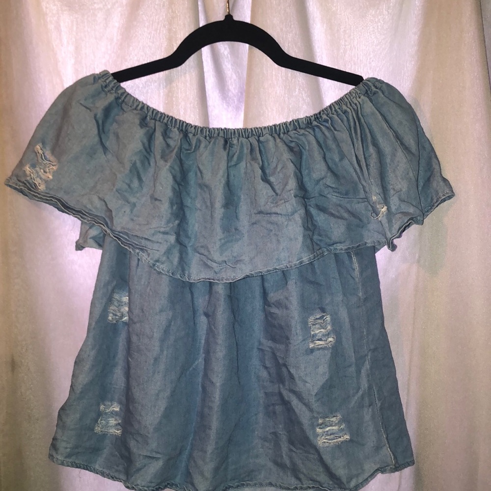 Ripped Denim Blouse